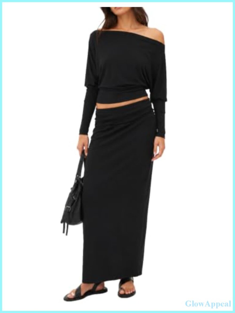Boho 2 Piece Maxi Skirt Set Off Shoulder Top Fitted Skirt Vacation Resort Wear